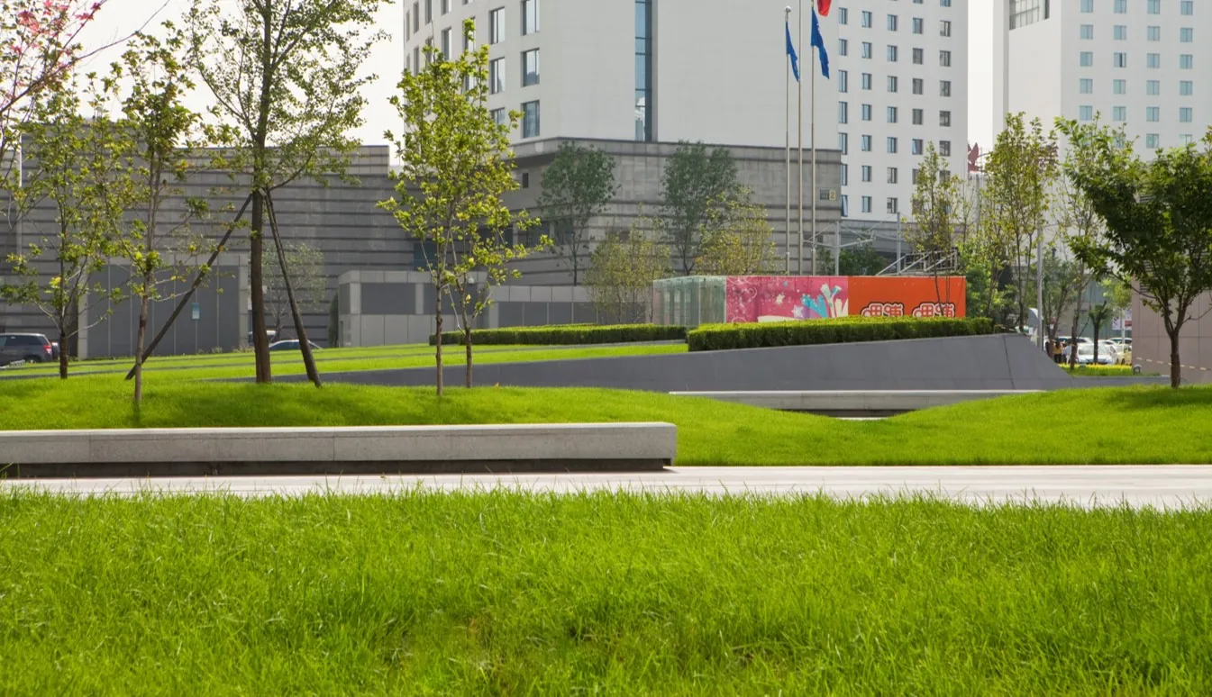 Signage lawn at Beichen Tower