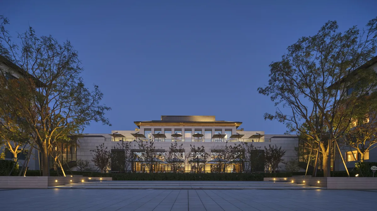 Evening main court at Beijing Universal Studio NUO Hotel