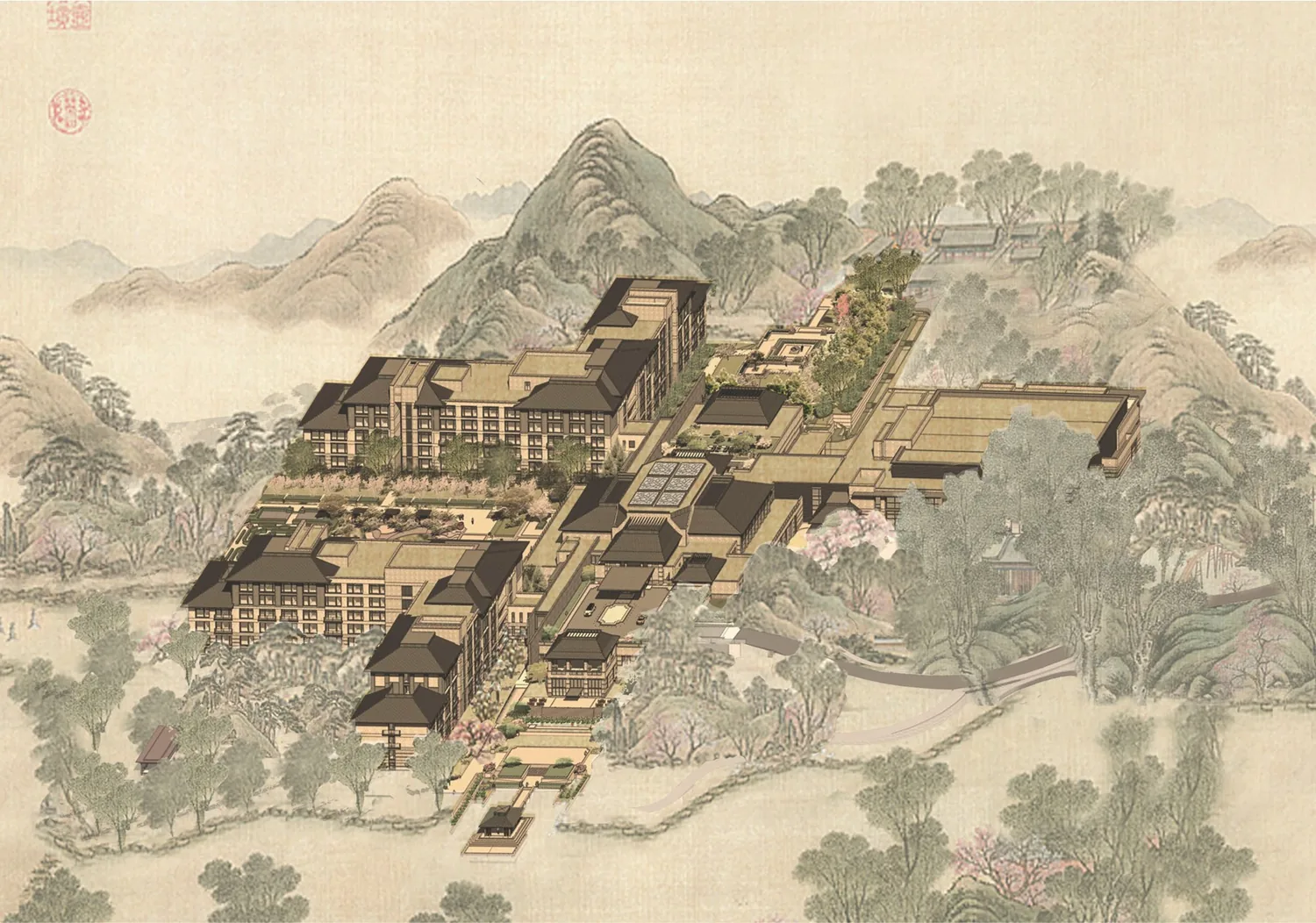 Concept illustration for NUO Hotel landscape