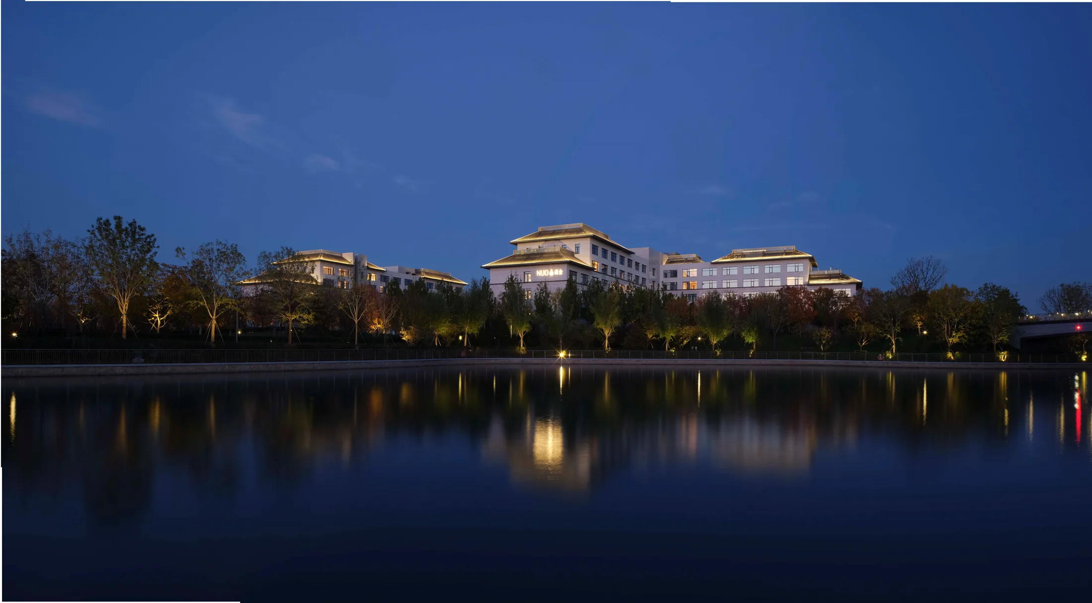 Night view of Beijing Universal Studio NUO Hotel landscape