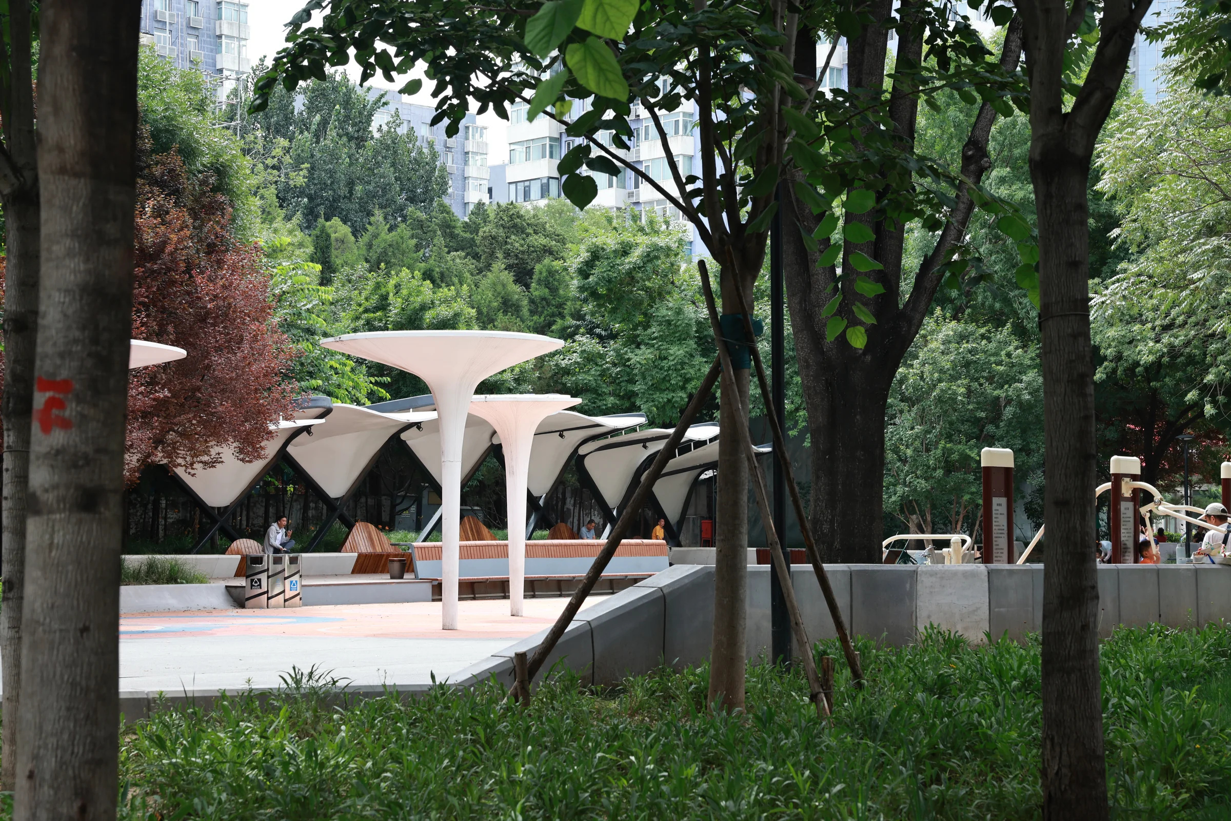 Shaded shelter along Beijing Zhongguancun Street