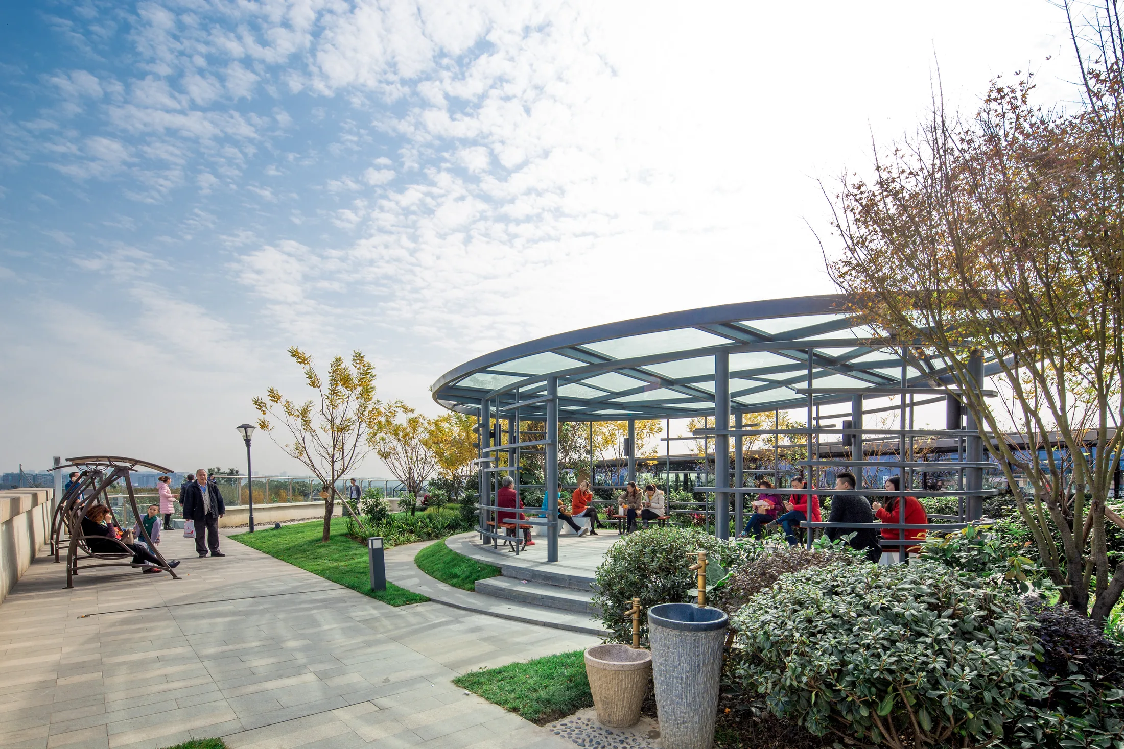 Rooftop terrace landscape at Chengdu Joy City