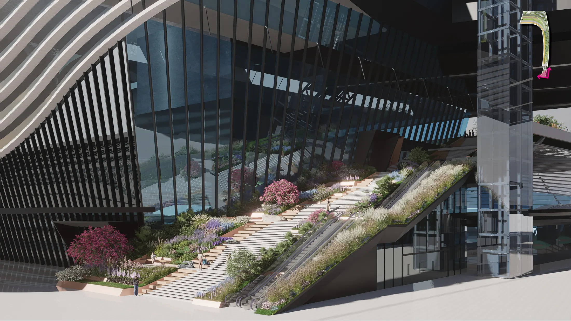 Station edge landscape at Shenzhen Xili Terminal