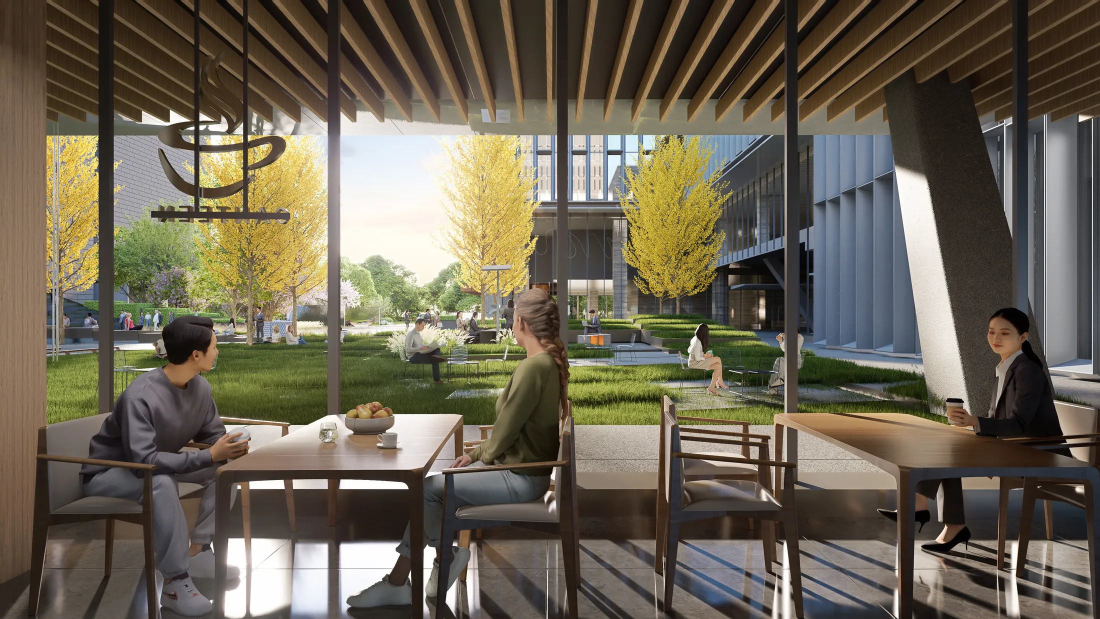 Workplace interior landscape at Wuhan Taikang Headquarters
