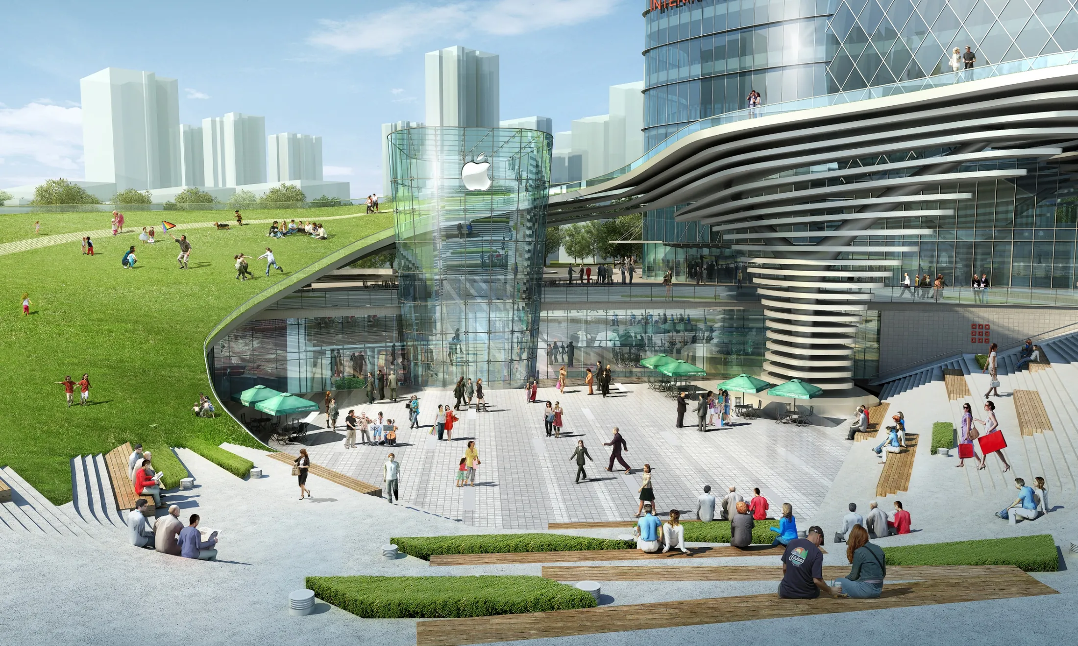 Green roof landscape at Xi'an International Center