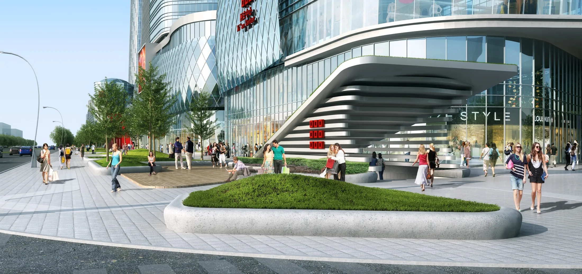 Stepped entry at Xi'an International Center