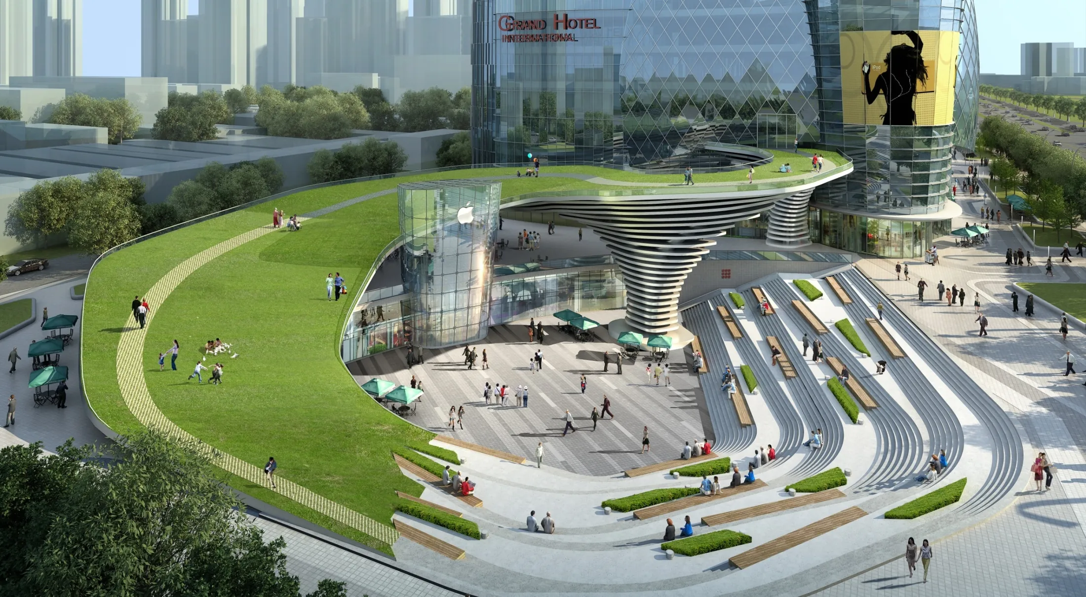Sunken plaza at Xi'an International Center