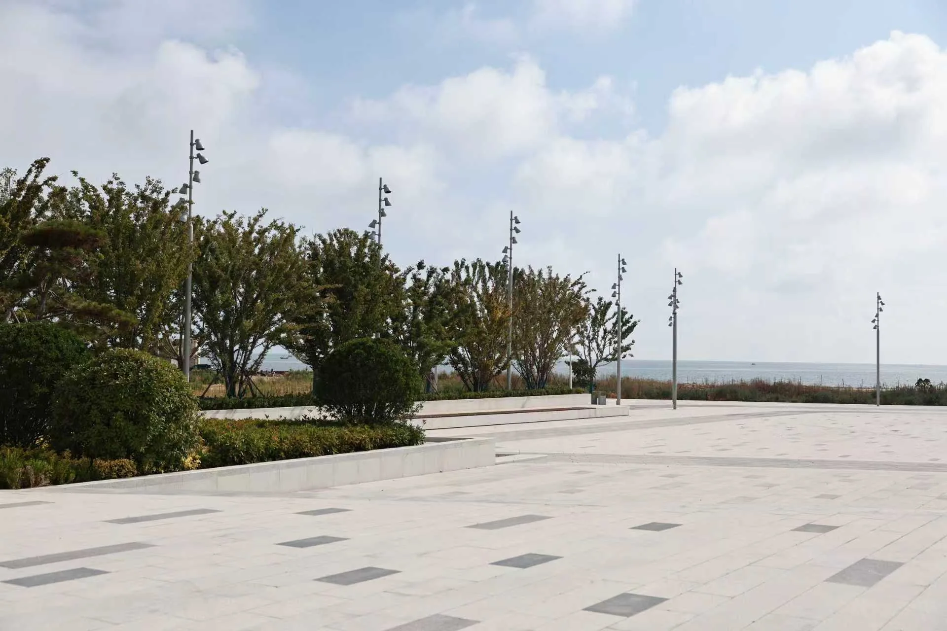 Built seaside plaza at Yantai Bajiao Bay Coastal Park
