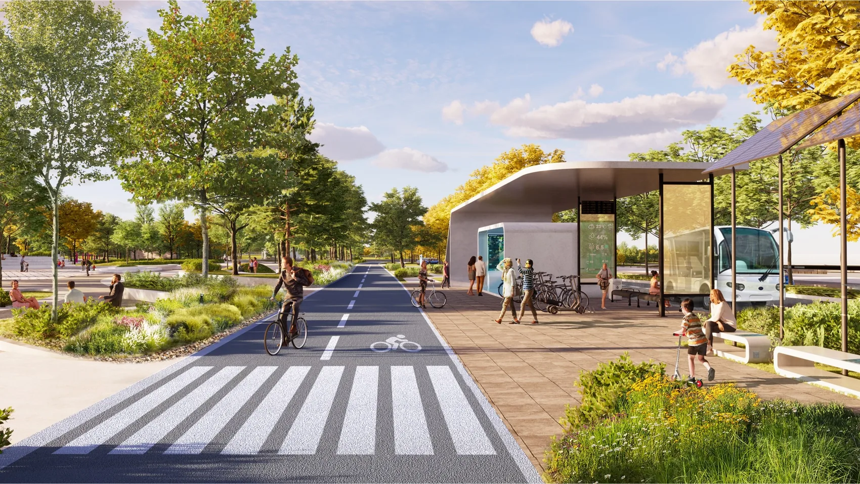 Rendering of a coastal transit and bicycle corridor
