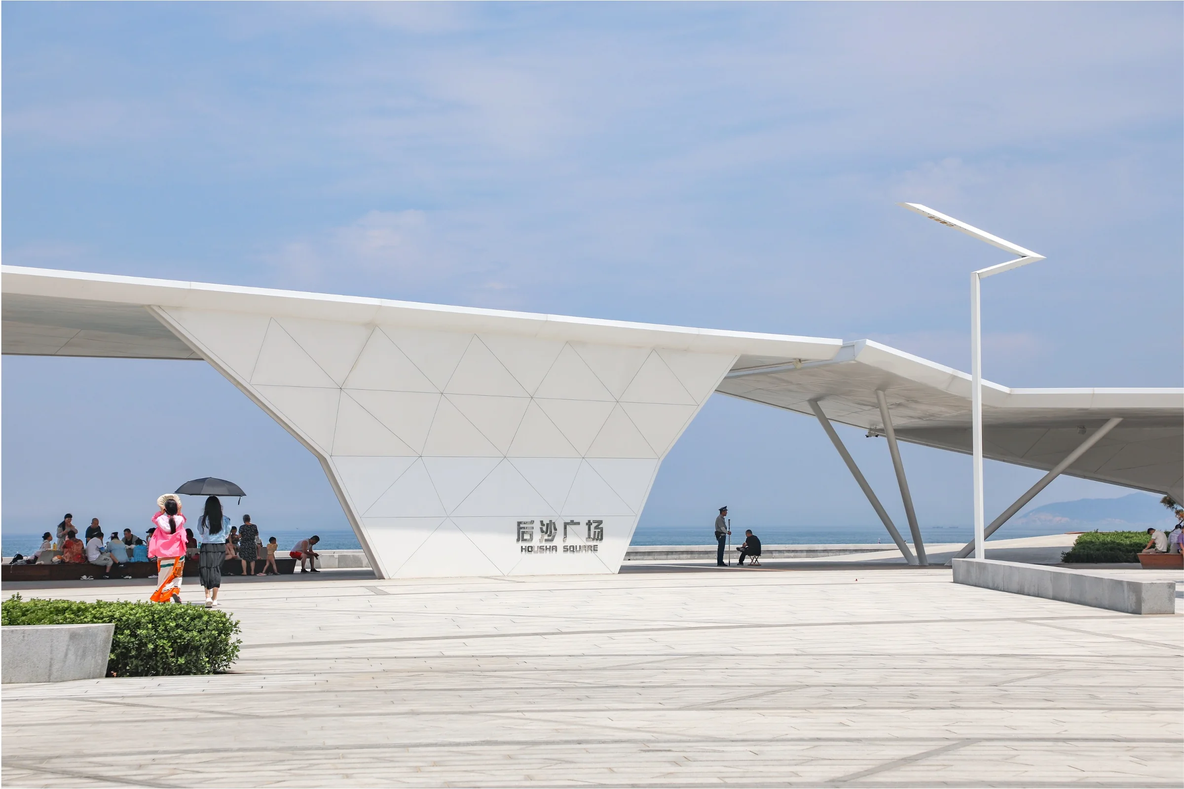Shaded canopy at Yantai Golden Beach Housha Plaza