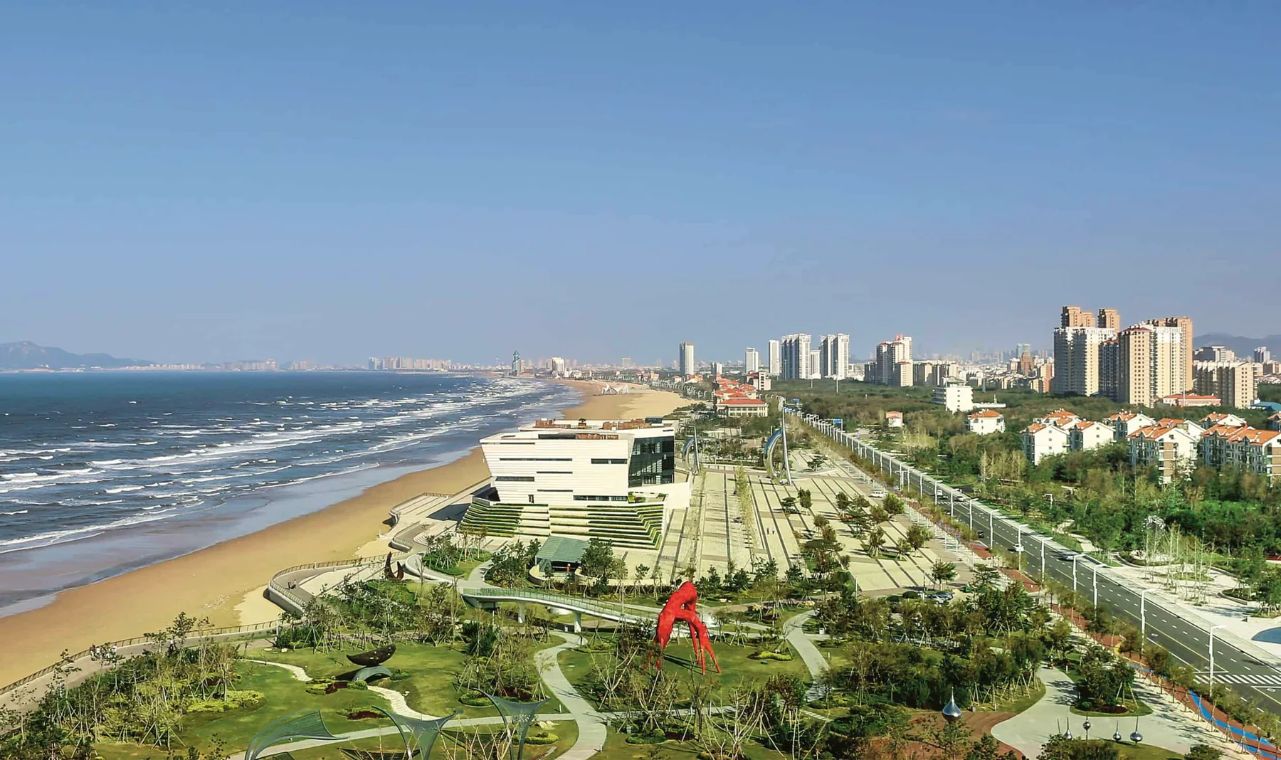 Coastal overview of Yantai Golden Beach