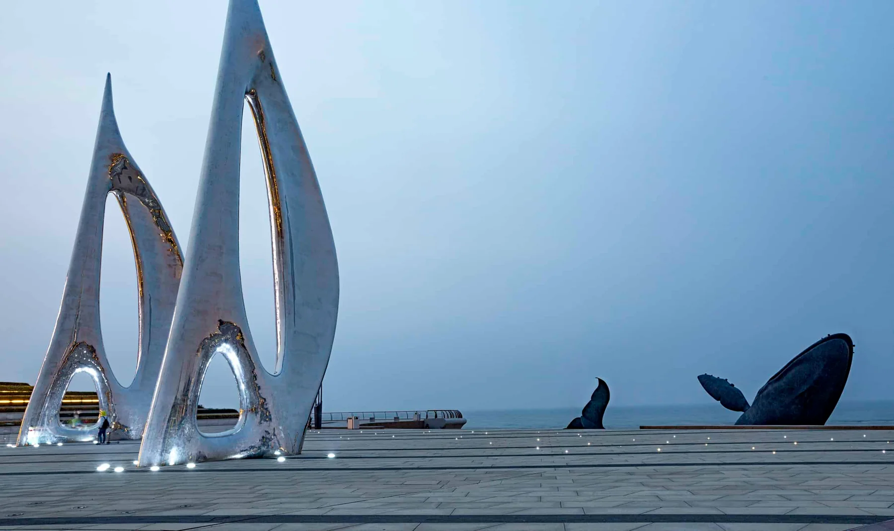 Sun Tower landmark at Yantai Golden Beach