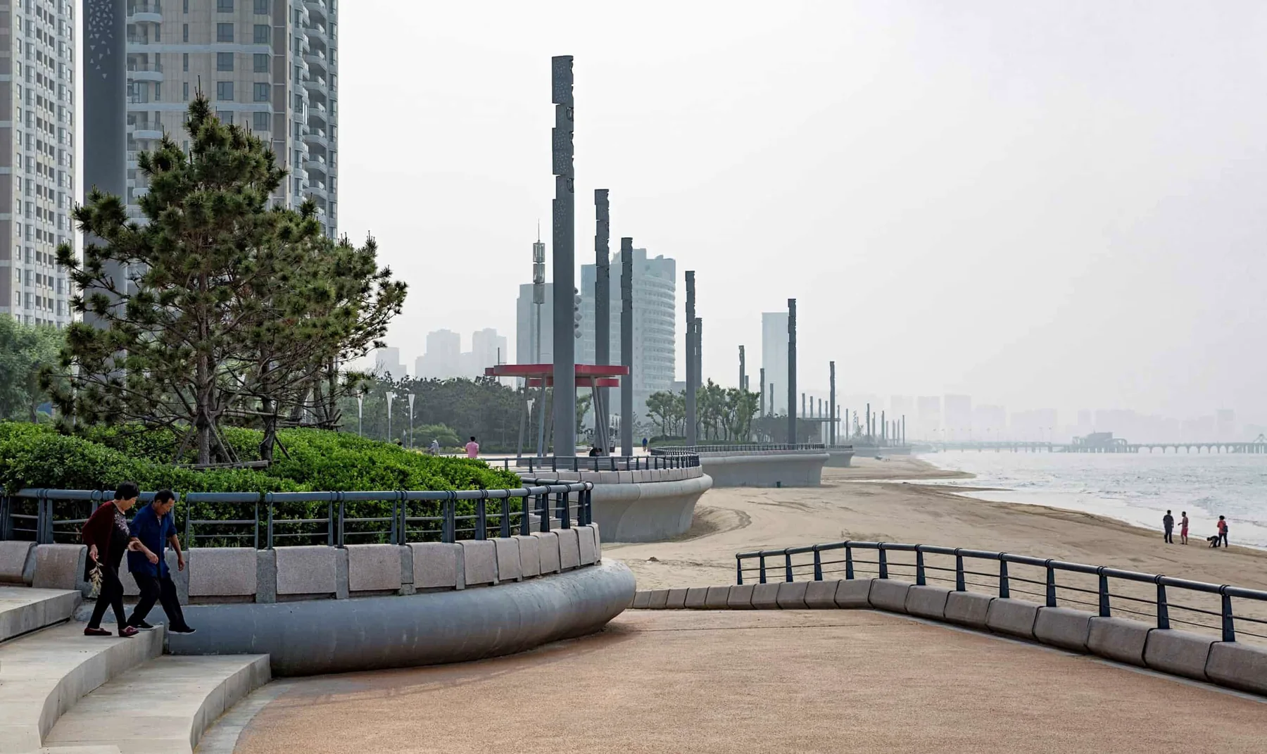 Urban waterfront edge at Yantai Golden Beach
