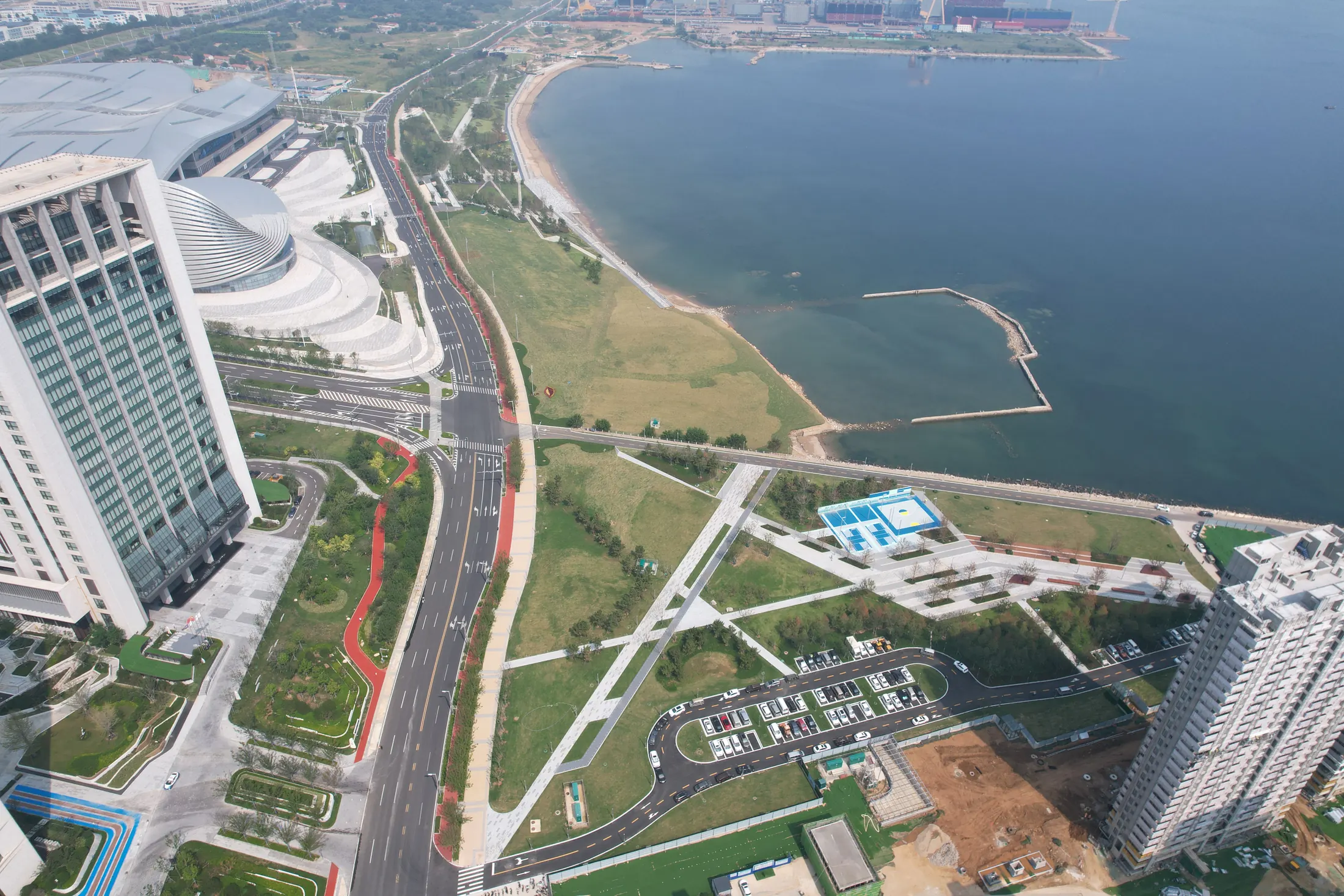 Existing coastline and parkland at Yantai International Convention Center Coastal Park