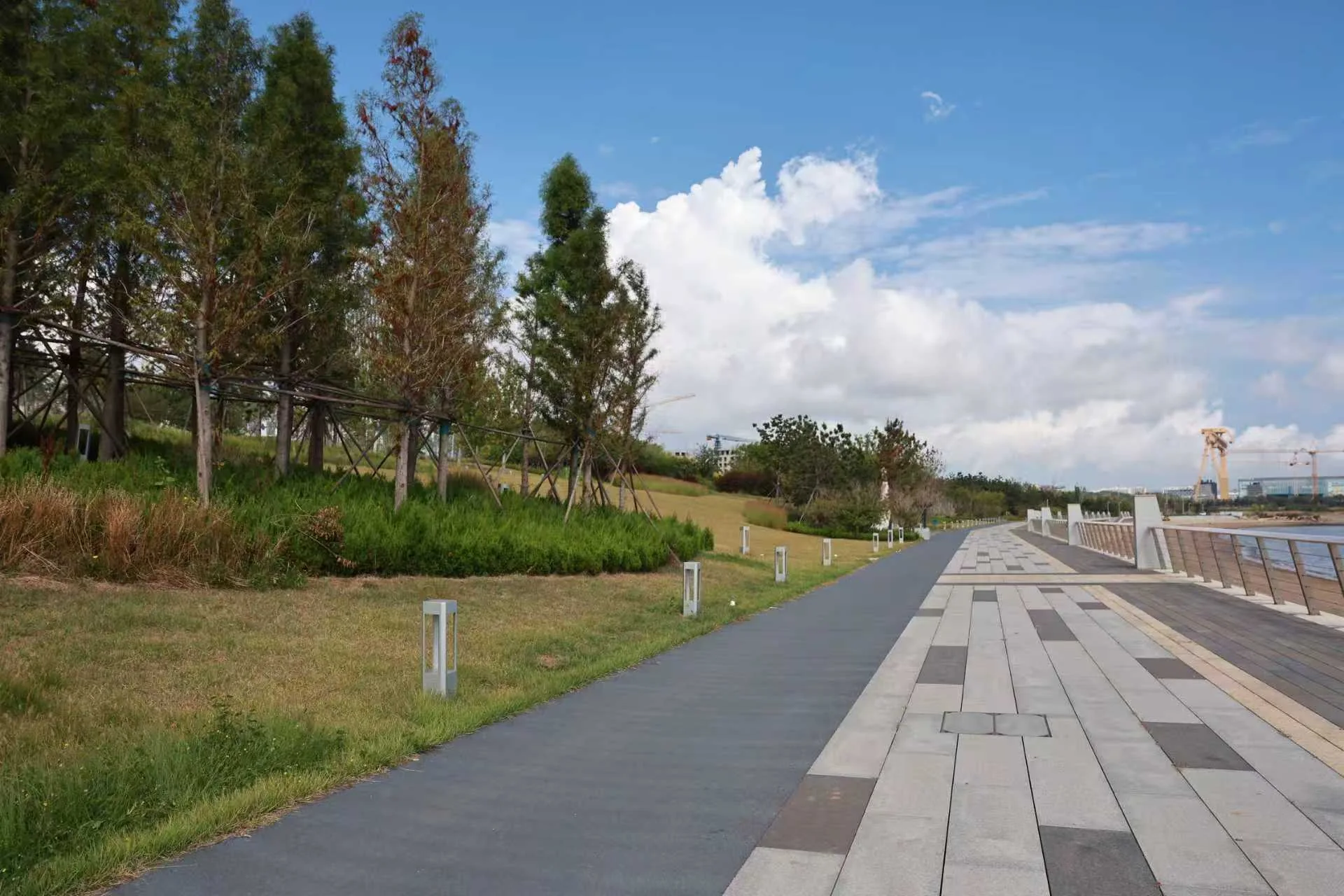 Waterfront walk at Yantai International Convention Center Coastal Park